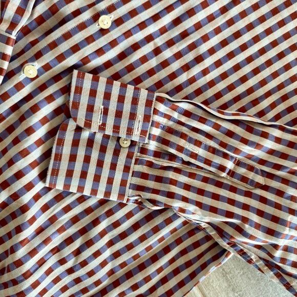 Robert Graham Long Sleeve Cotton Button Down Classic Fit Shirt Blue Plaid XL - Picture 8 of 14